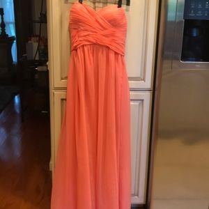 Wtoo strapless (removable) coral bridesmaids dress